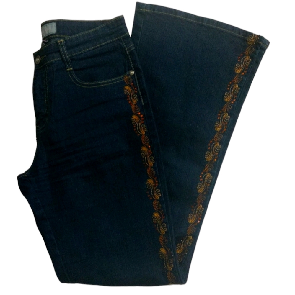 COS Slight Flare Jeans w/Tan Embroidery sz 4